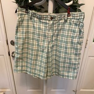 Mens Izod Green Plaid Golf Shorts 34